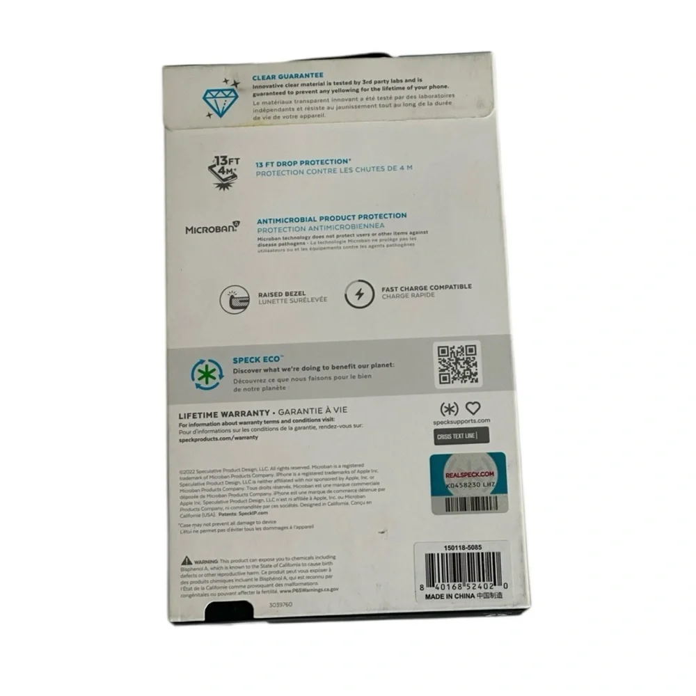 NEW Speck Presidio Perfect-Clear NON-MAGNETIC Case for iPhone 14 Plus
